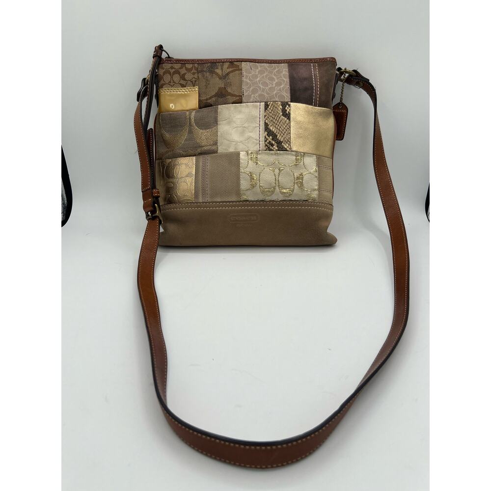 COACH Patchwork cross body BAG LEATHER CANVAS PURSE